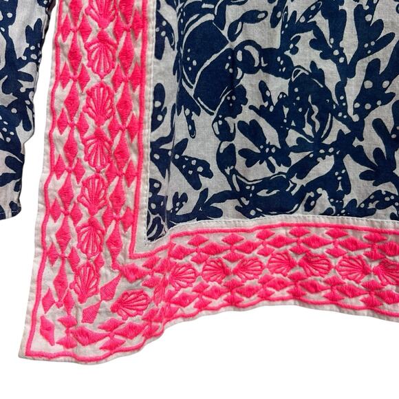 Lilly Pulitzer Ocean Cove Tunic Top Size M Oyster Bay Blue Krillin It - Picture 14 of 16